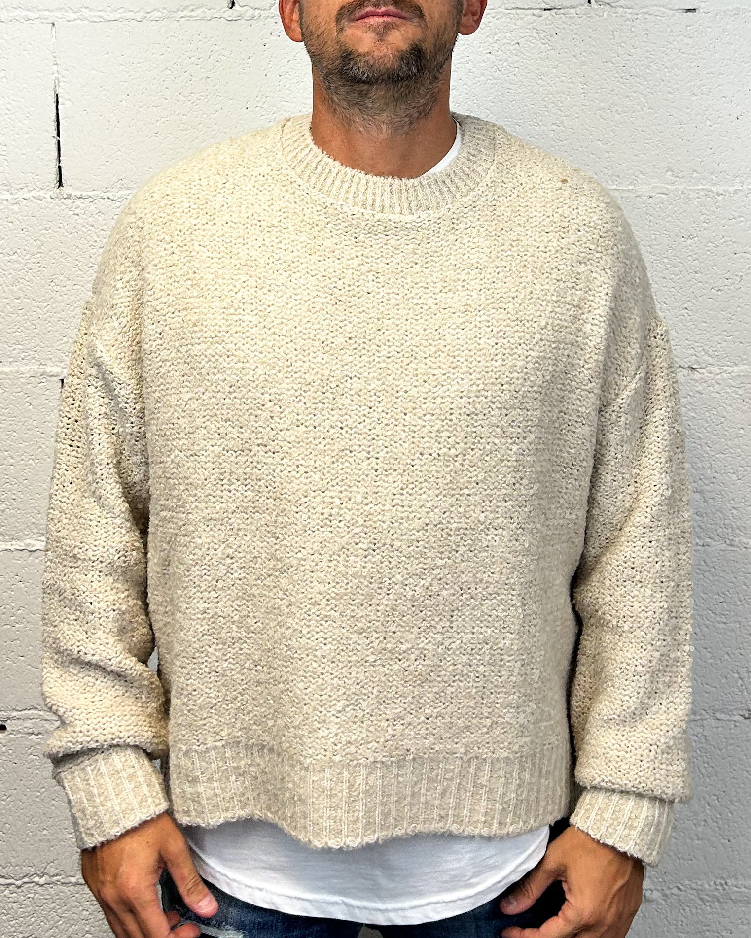 ONLYONE Over-D Cropped maglione bouclé corda