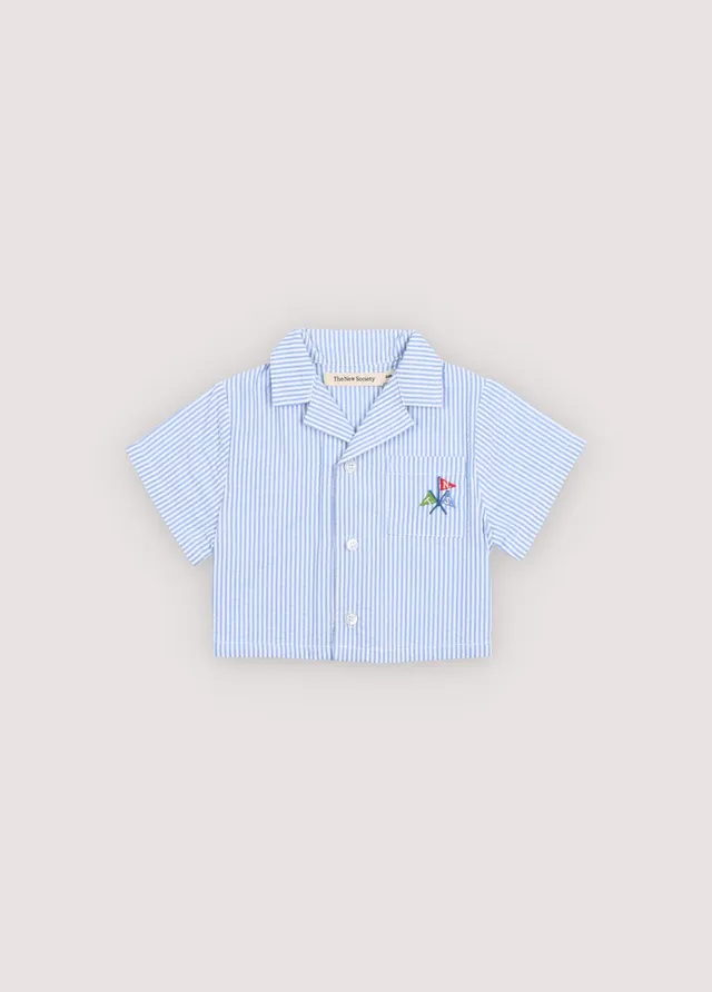 The New Society Almond camicia baby righe azzurre 6 mesi cotone
