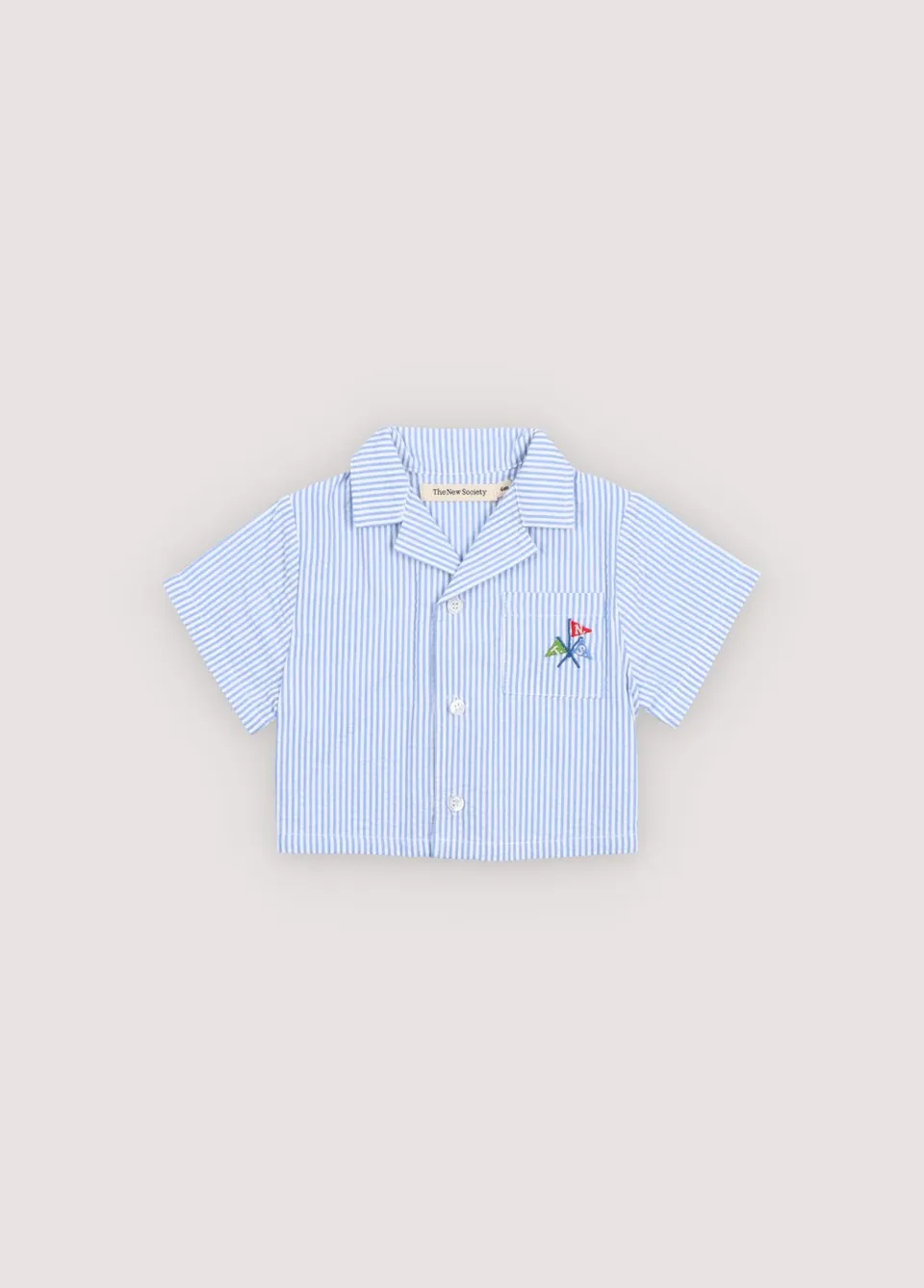 The New Society Almond camicia baby righe azzurre 6 mesi cotone