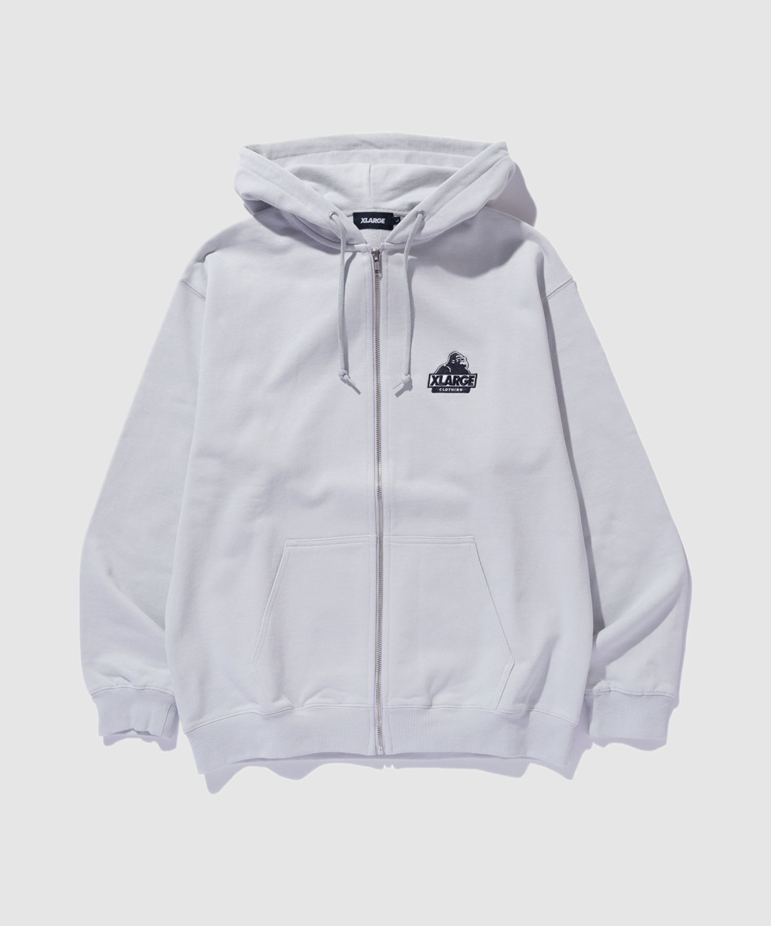 X-Large Slanted Og felpa zip cappuccio cotone