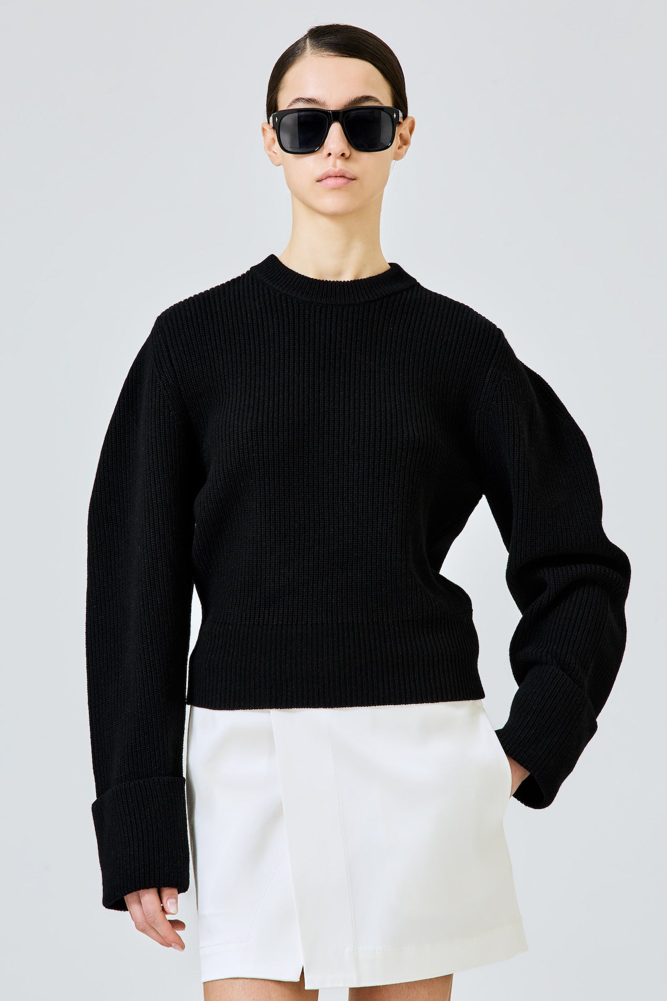 Sa Su Phi maglione nero cashmere doppio polsino