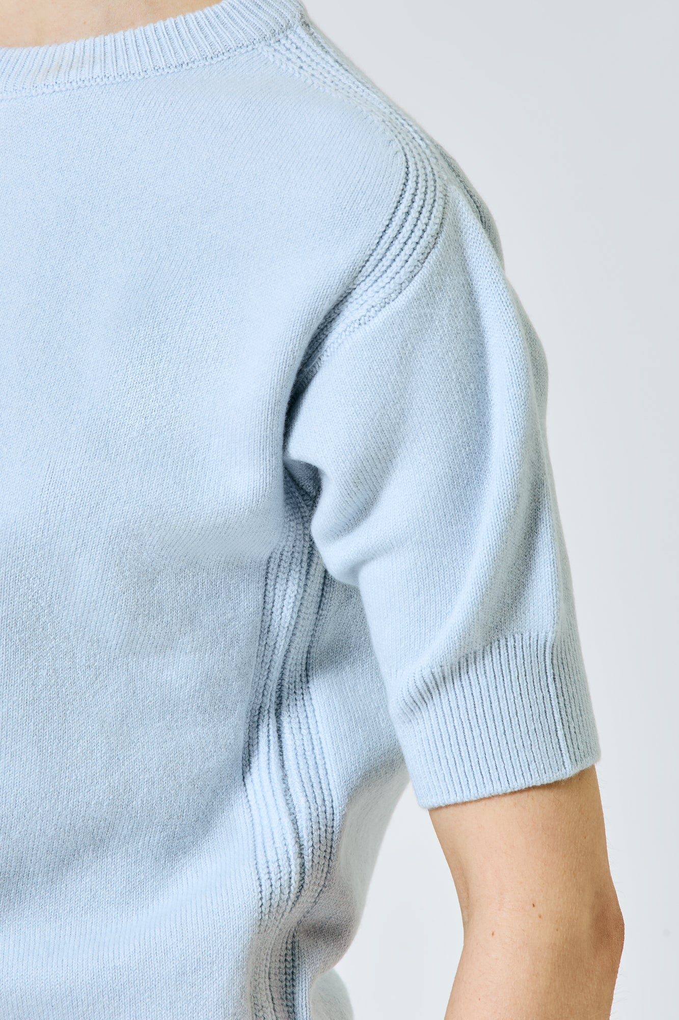 Sa Su Phi Maglione a Maniche Corte cashmere elasticizzato azzurro