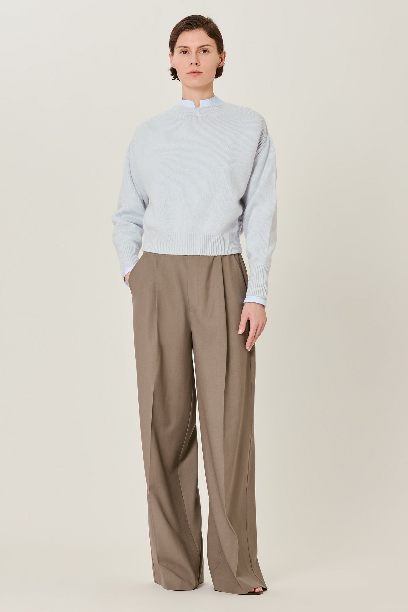 Sa Su Phi maglione a V cashmere ghiaccio donna