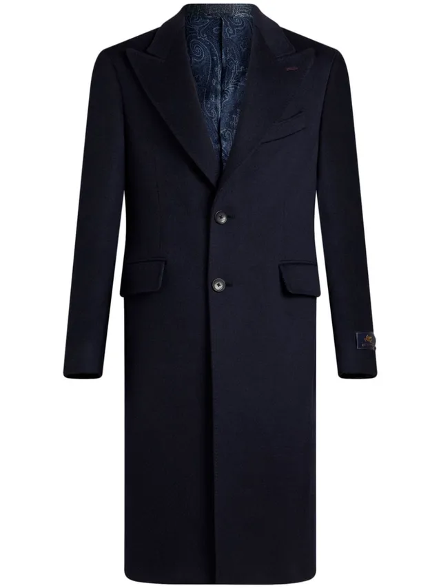 Etro MRAA0013 cappotto cashmere blu navy