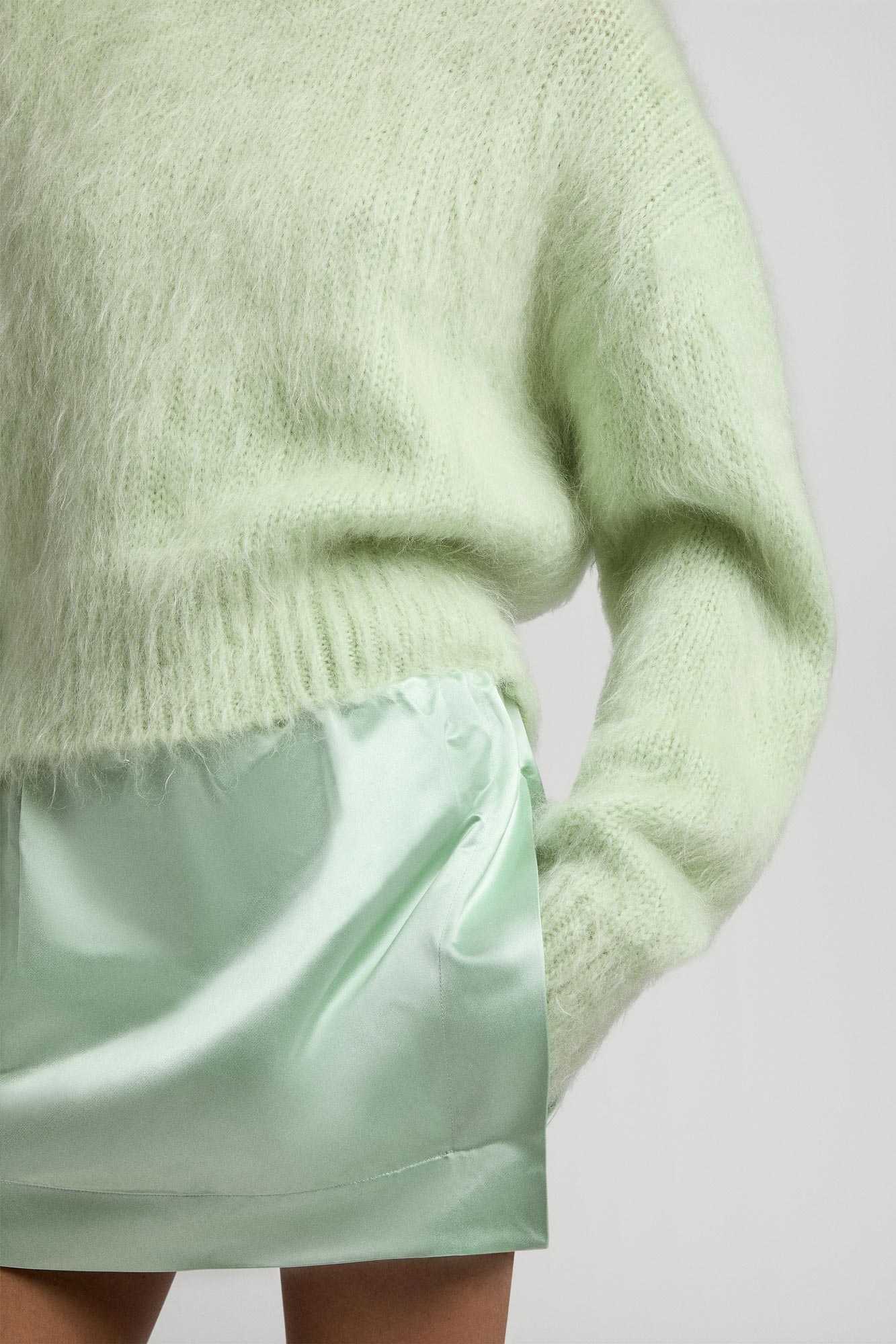 Sa Su Phi Maglione Cropped Collo Tondo mohair verde menta