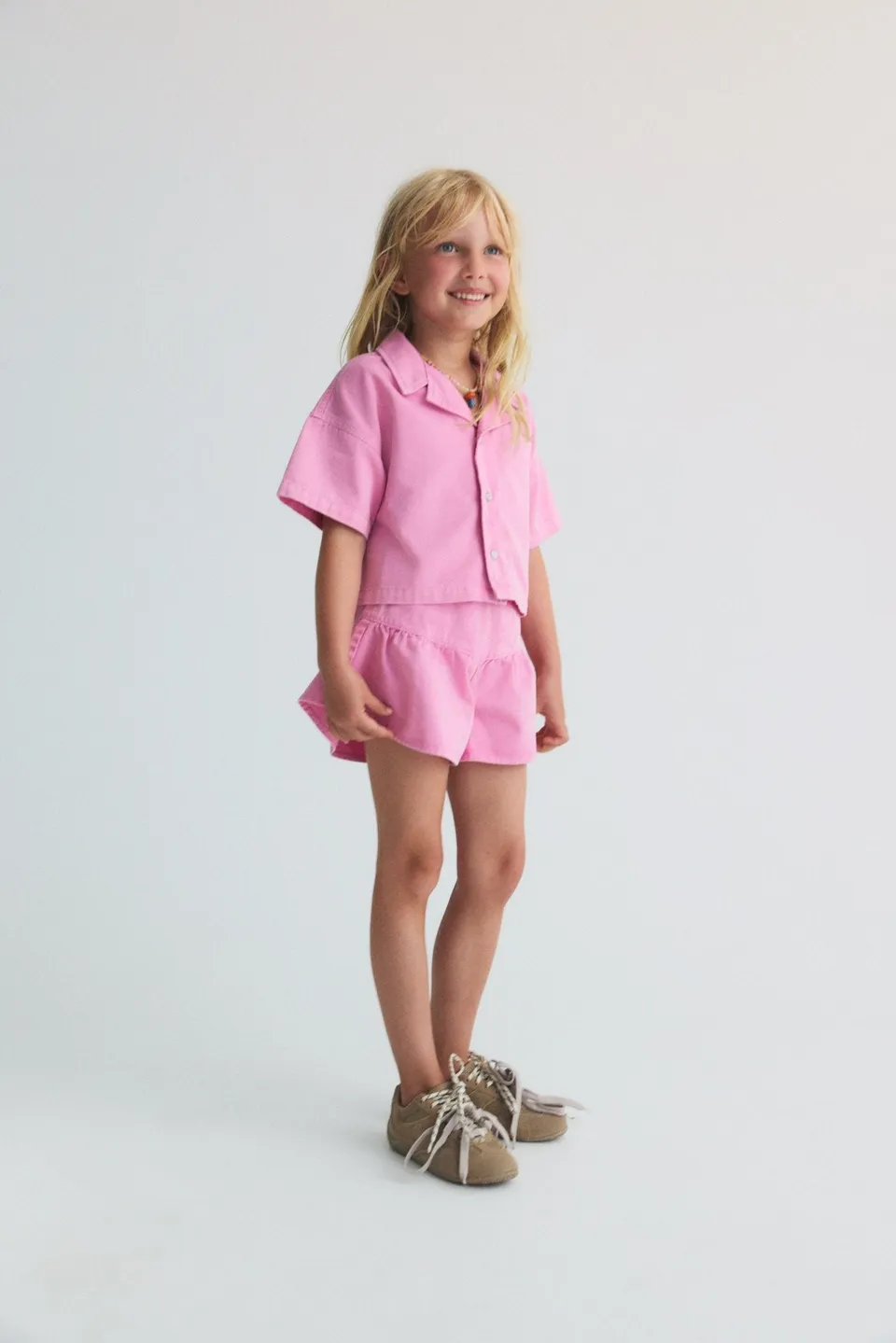 THE NEW SOCIETY Bellis camicia bambina blush rose cotone