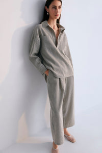 The New Society Pergamo camicia donna a righe canapa