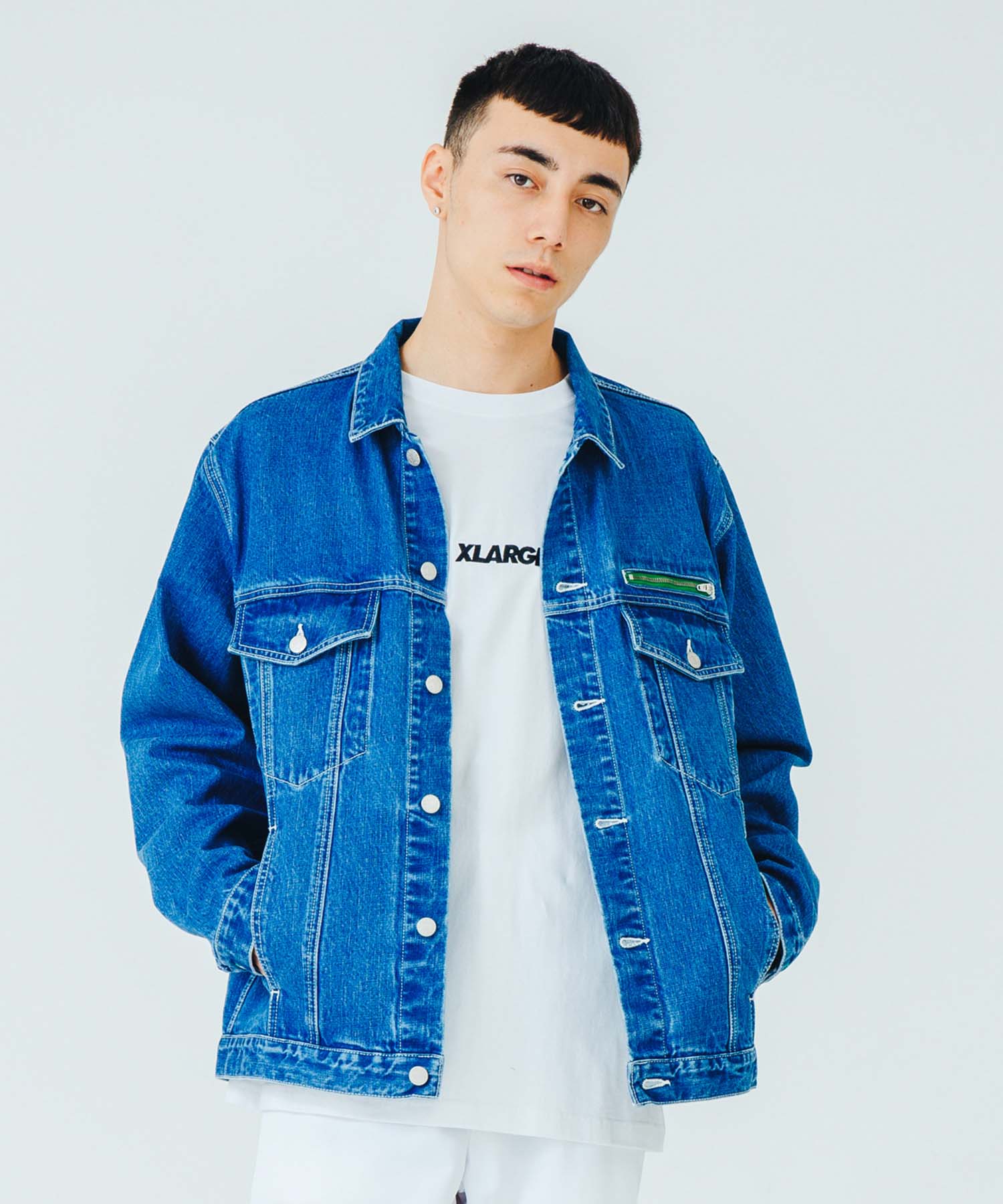 X-Large Denim Trucker giacca jeans indaco cotone