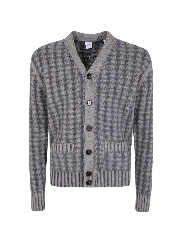 Aspesi M470 cardigan grigio uomo in lana