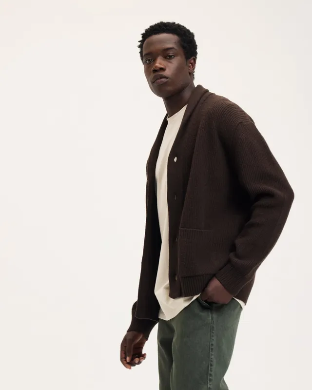 Goodpeople Kardigan gilet marrone bottoni cotone