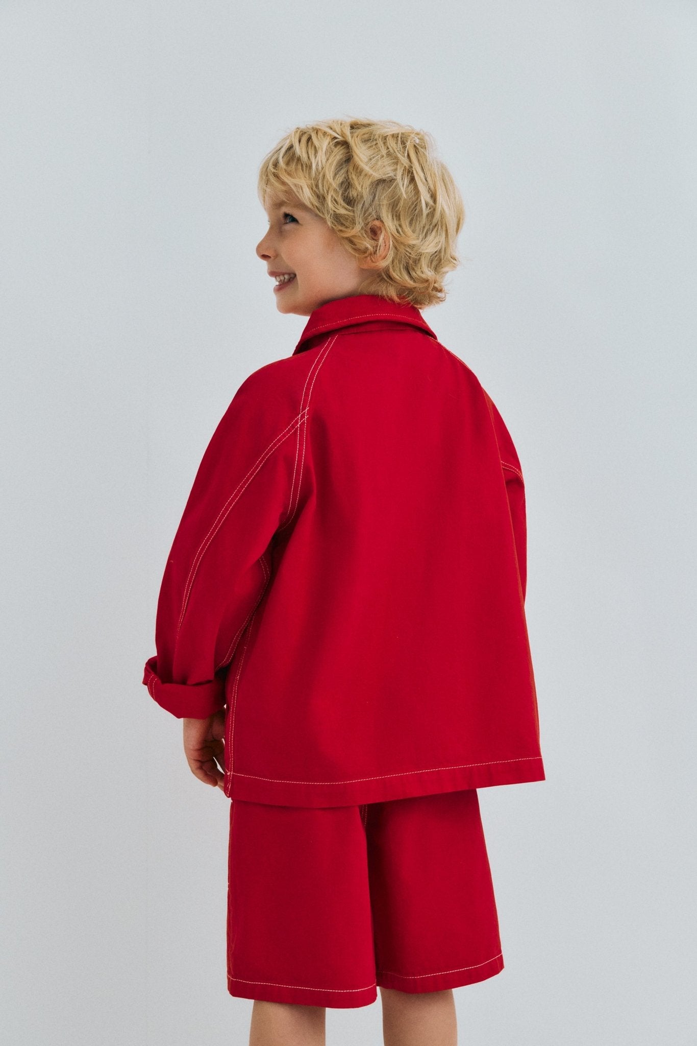 The New Society Cosmos giacca bambino rosso tulipano cotone