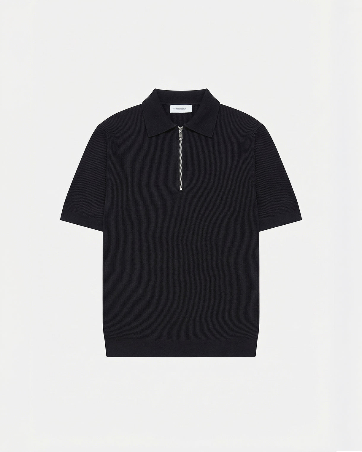 GOODPEOPLE Par polo knit zip nera cotone