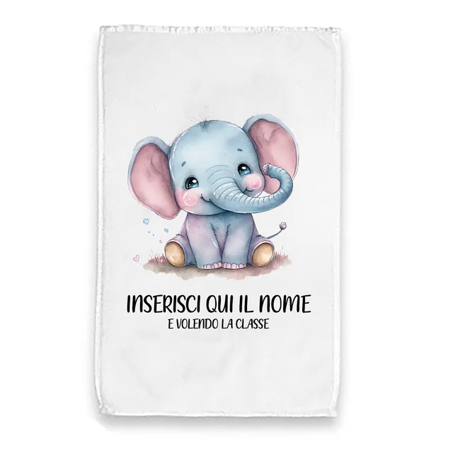 Mr. Gadgets Elefante asciugamano piccolo con nome lavabile