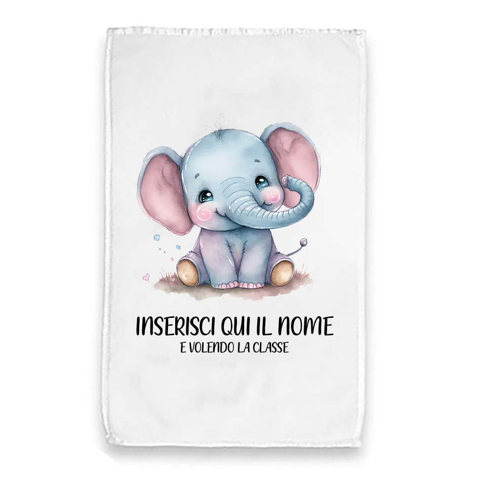 Mr. Gadgets Elefante asciugamano piccolo con nome lavabile