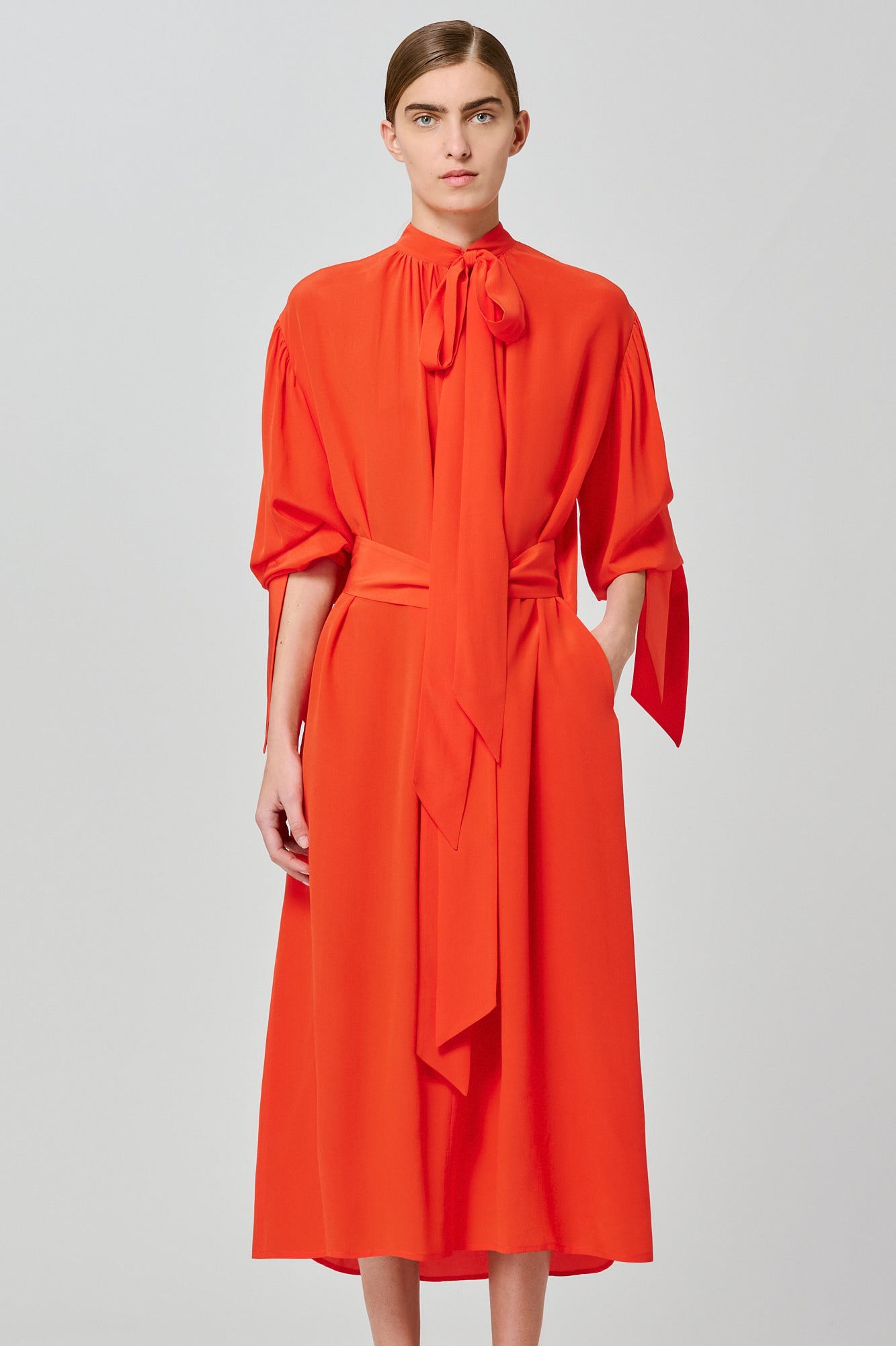 Sa Su Phi Susanna vestito lungo crepe arancione