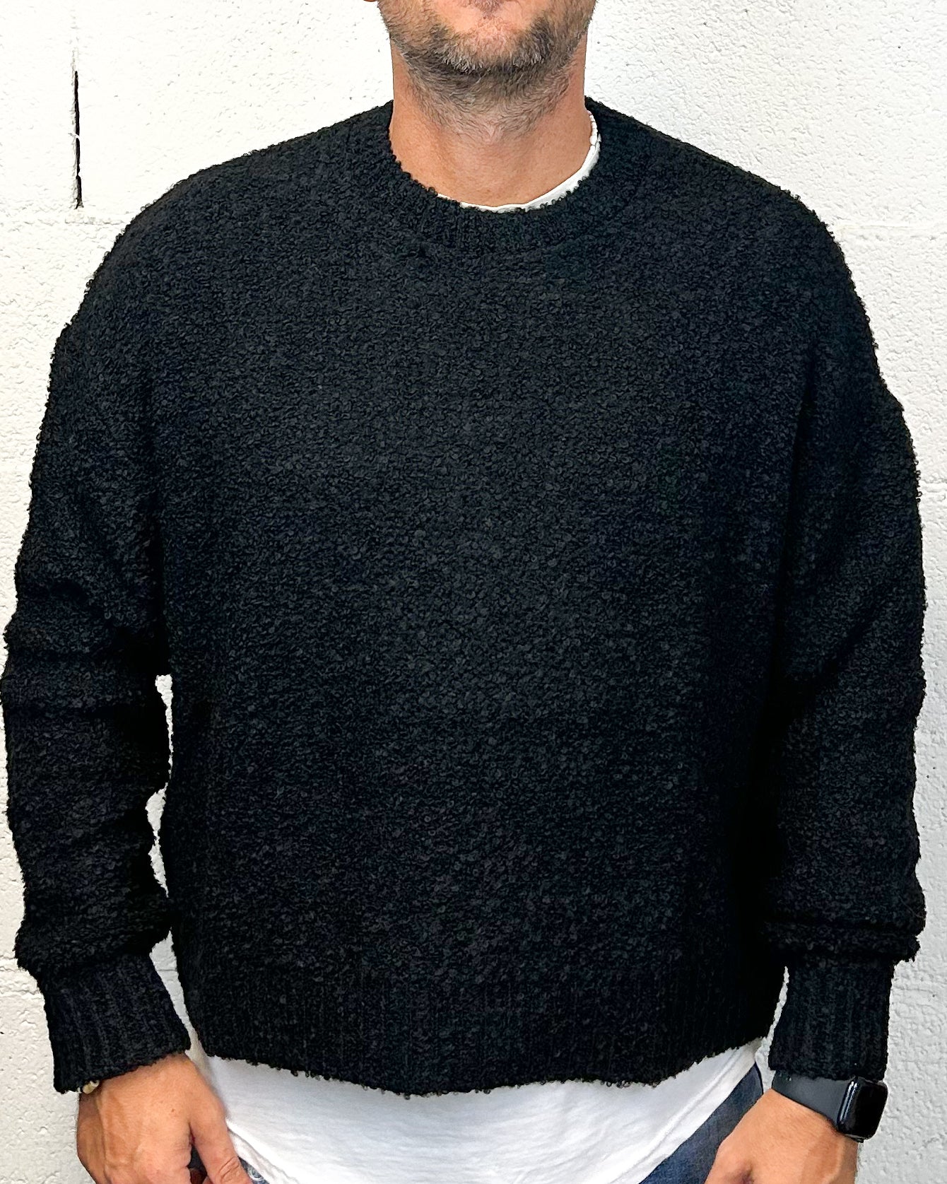 ONLYONE OVER-D Bouclè maglione cropped nero