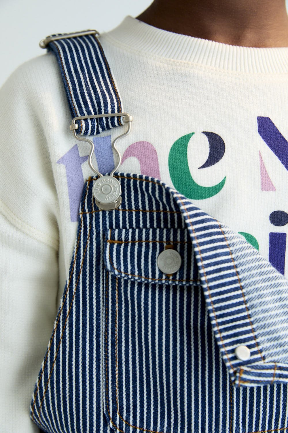 The New Society Diana salopette bimba denim righe