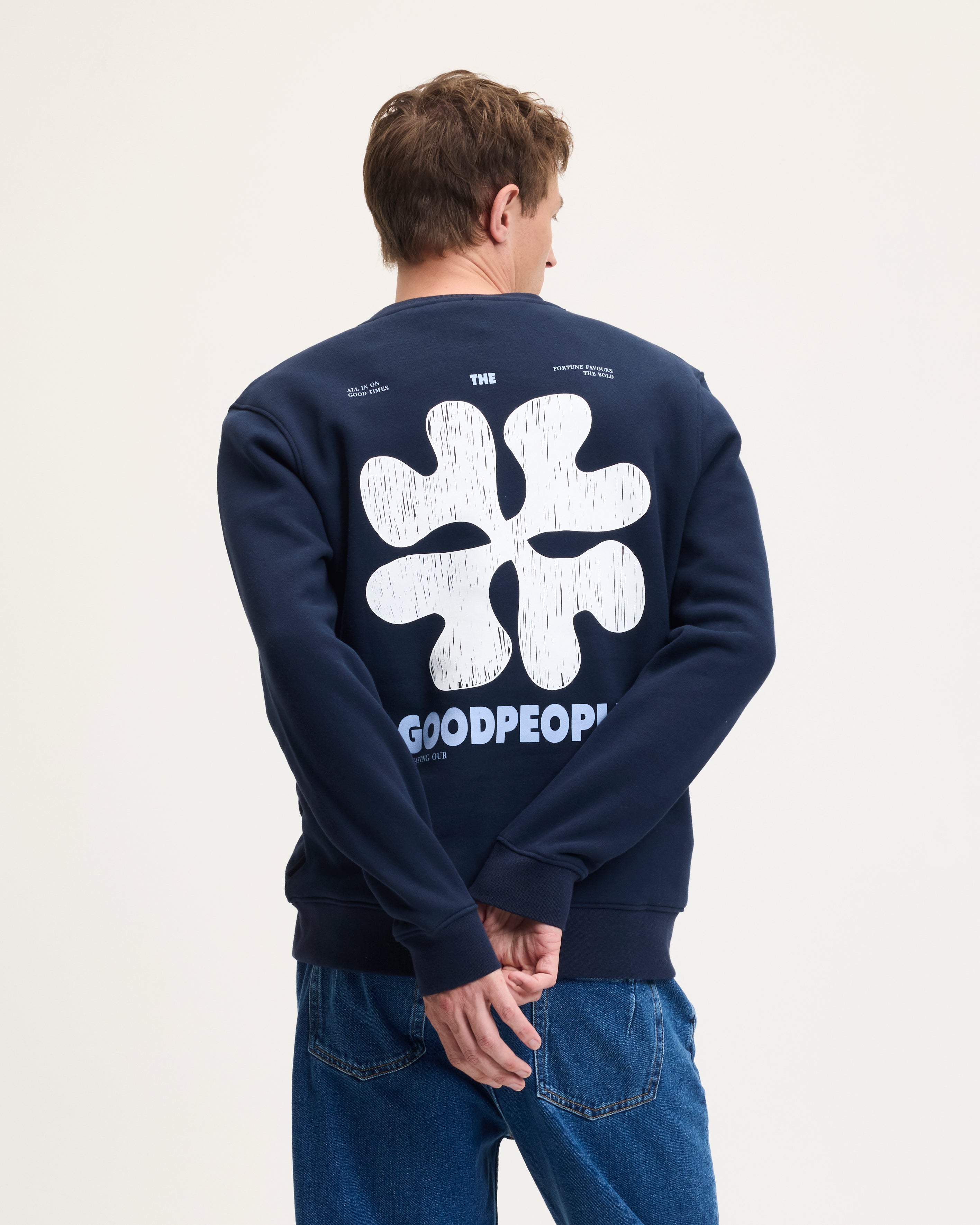 GOODPEOPLE Lito Artwork maglione cotone navy
