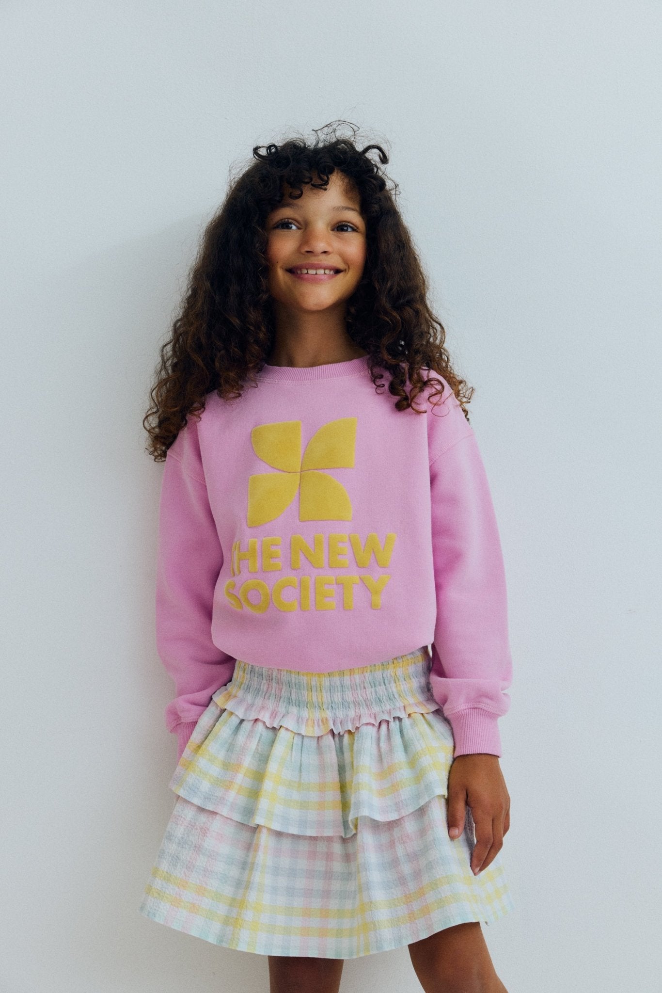 The New Society Mallow Check gonna bambina seersucker cotone