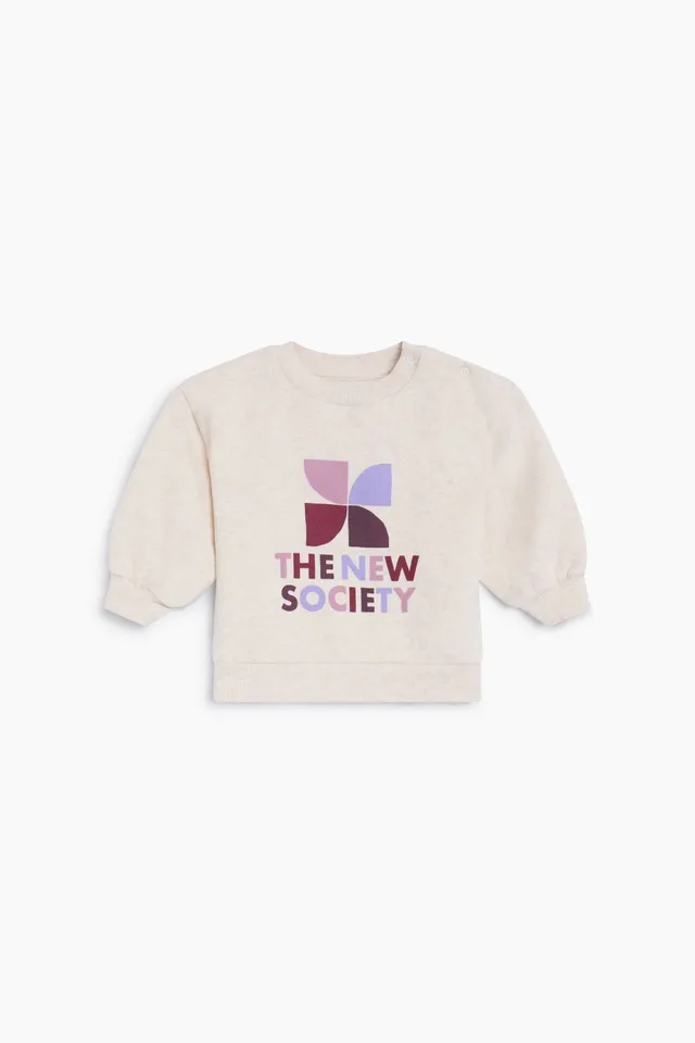 The New Society Logo Felpa Bebè Bianca Cotone
