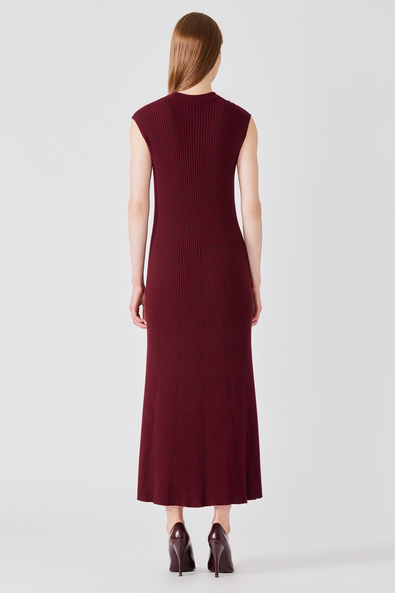 Sa Su Phi Abito Lungo Senza Maniche Bordeaux Cashmere Seta