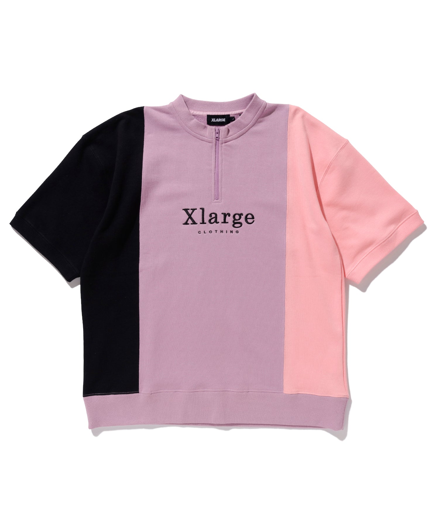 X-Large Colorblock felpa mezza zip bianca cotone