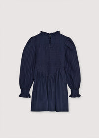 The New Society Nora abito donna blu navy seersucker corto