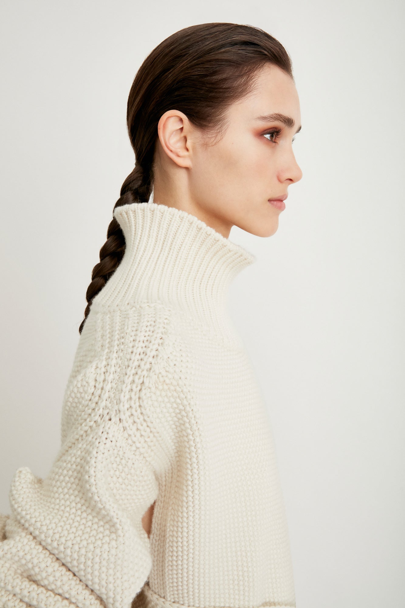 Sa Su Phi Abito Cashmere Collo Alto con Cintura Avorio