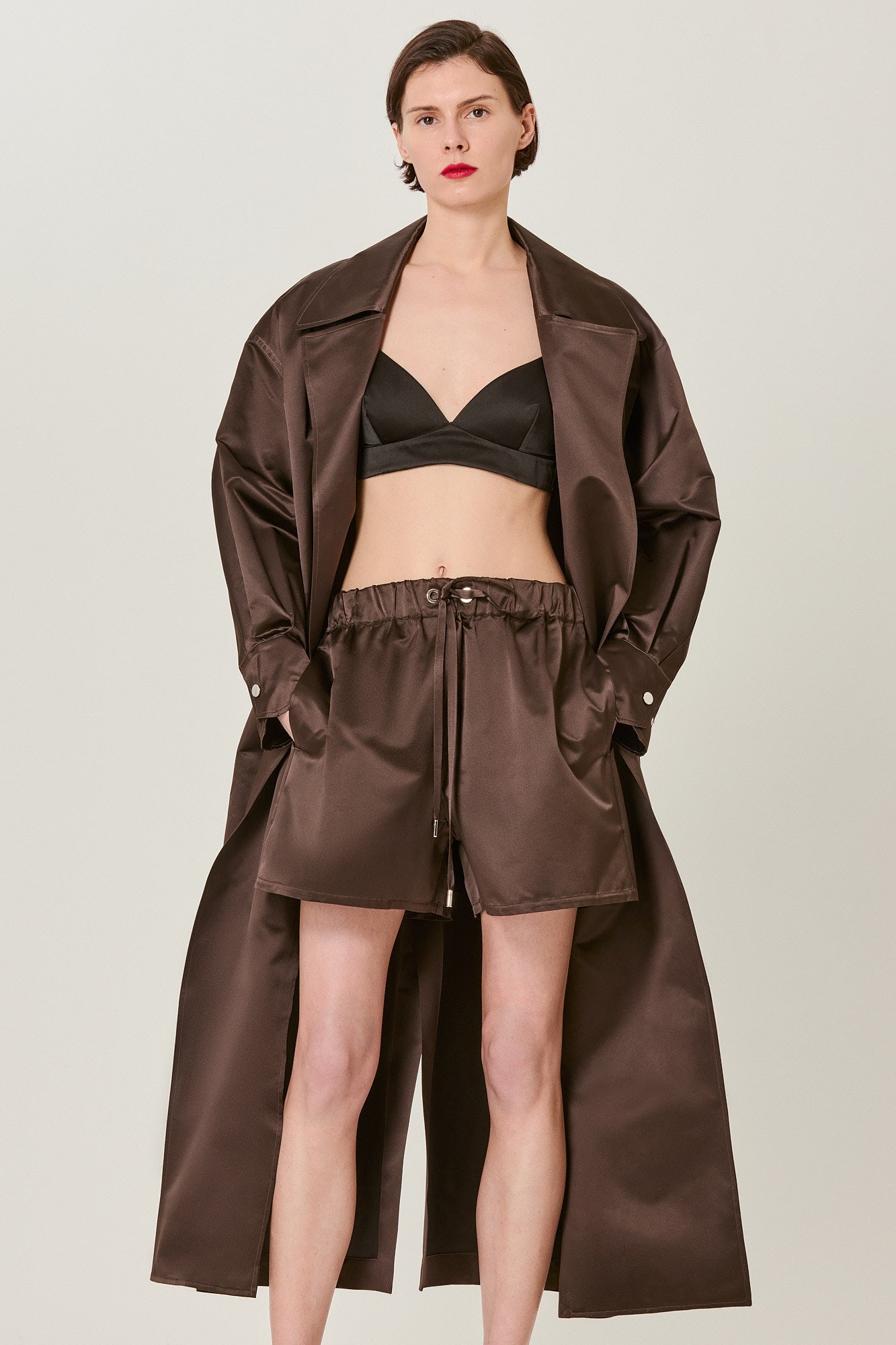 Sa Su Phi Valentina shorts duchesse seta marrone