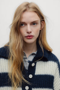 THE NEW SOCIETY Ellie polo lana mohair righe Black Iris