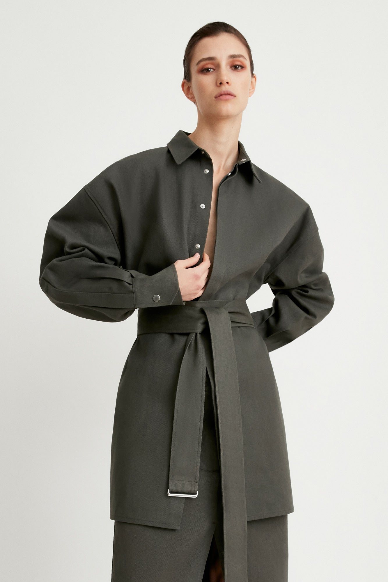 Sa Su Phi Valentina giacca gabardina di cotone verde militare