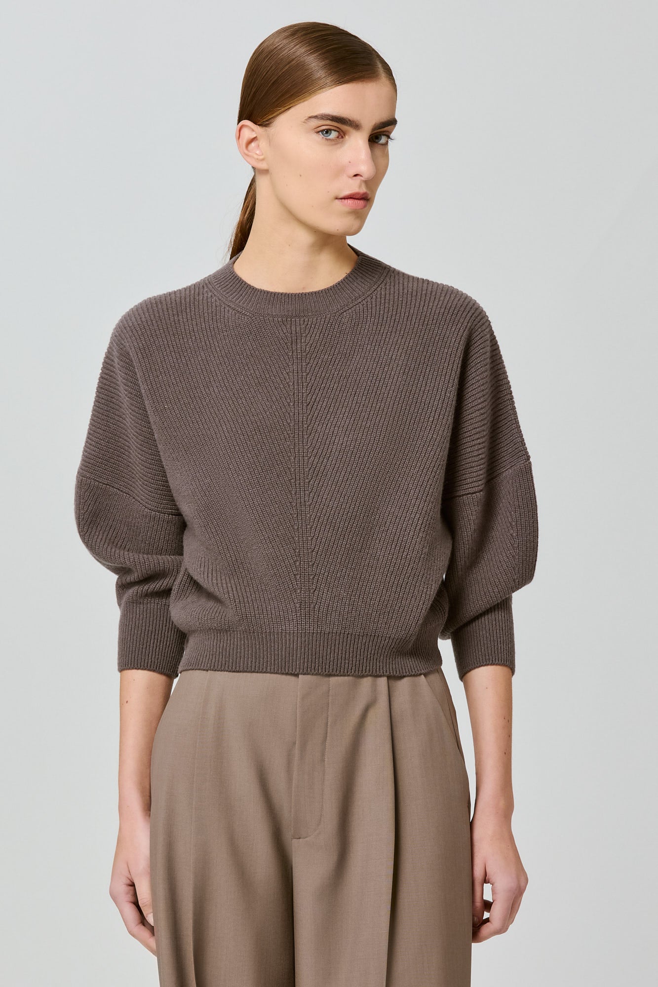 Sa Su Phi maglione coste cashmere fango 3/4