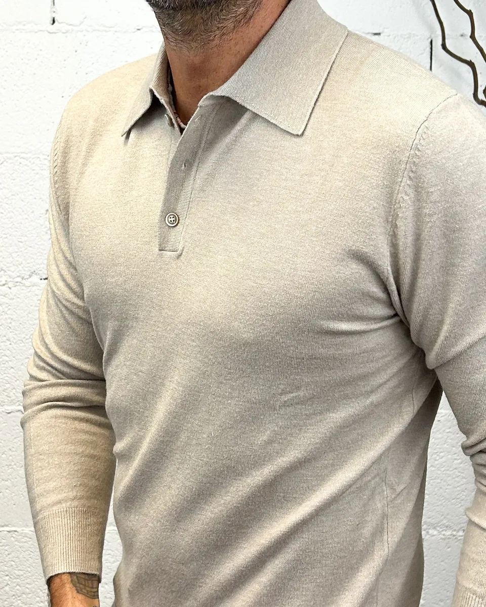 ONLYONE GIANNI LUPO Comfort polo manica lunga camel