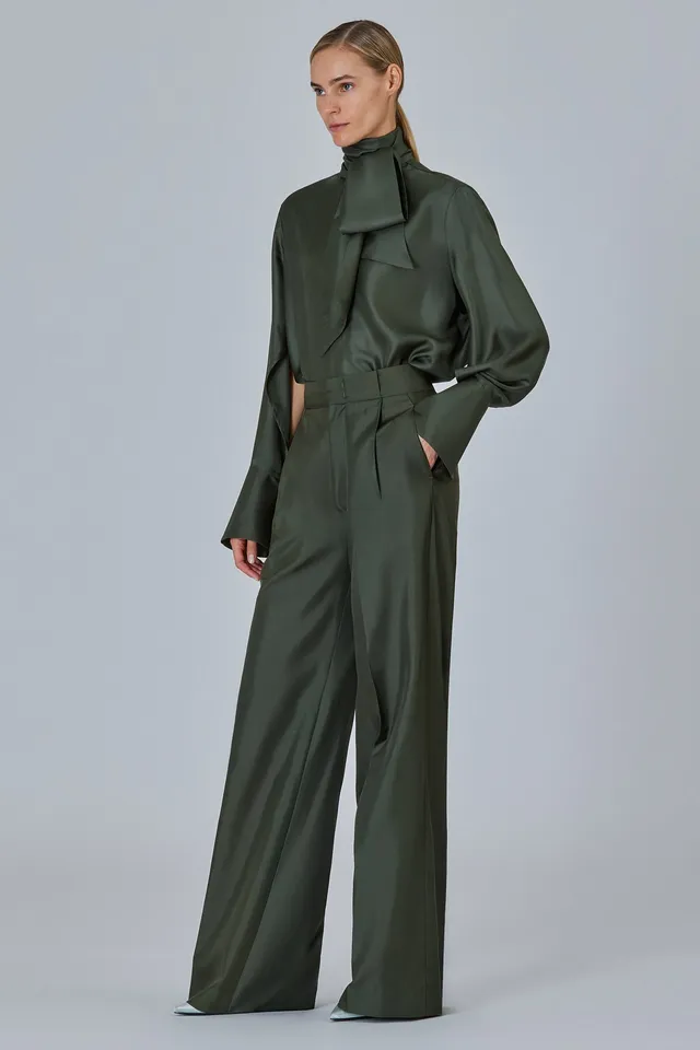 Sa Su Phi camicia seta twill con sciarpa collo