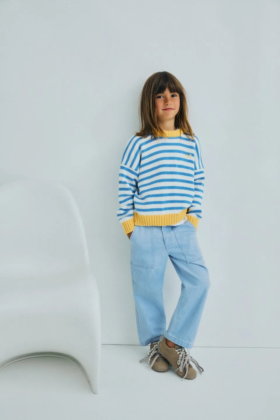 The New Society Ginger pantaloni bimbi denim chiaro baggy