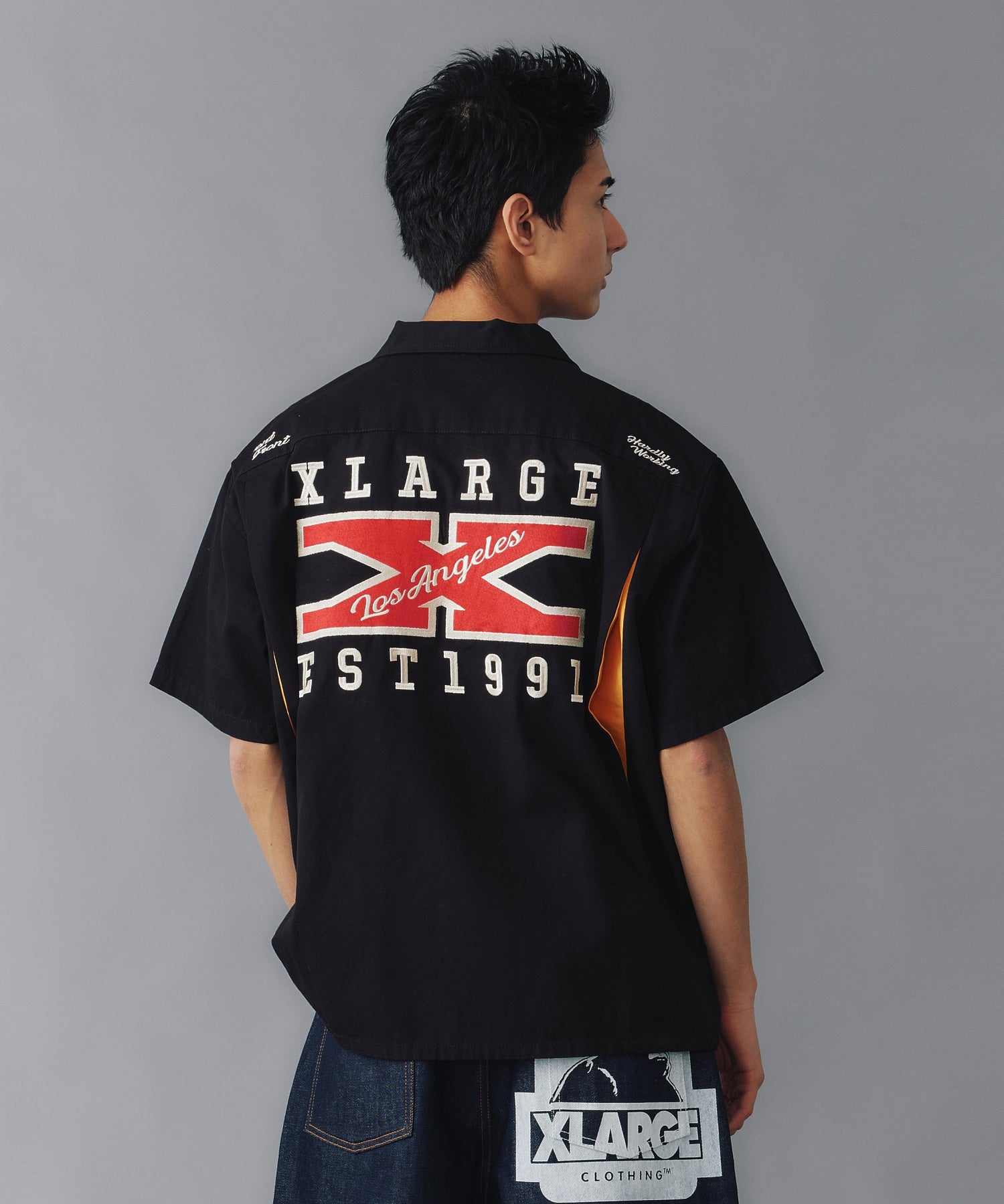 X-Large X Logo camicia nera manica corta