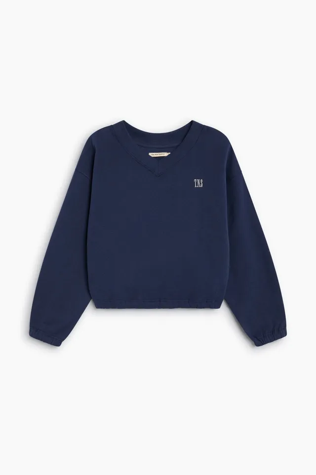 The New Society Mochi felpa donna cropped nera cotone