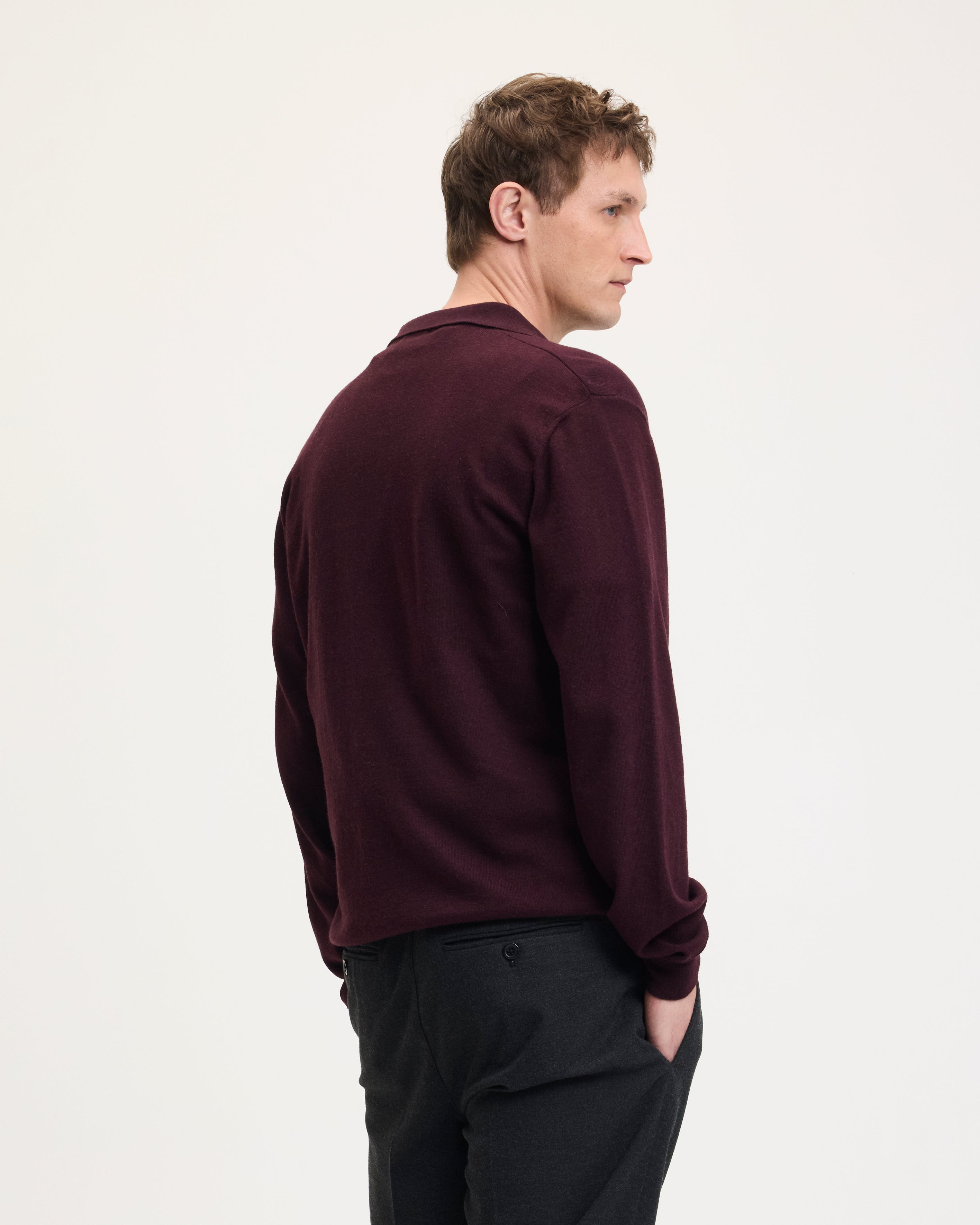 GOODPEOPLE Kario polo manica lunga bordeaux lana