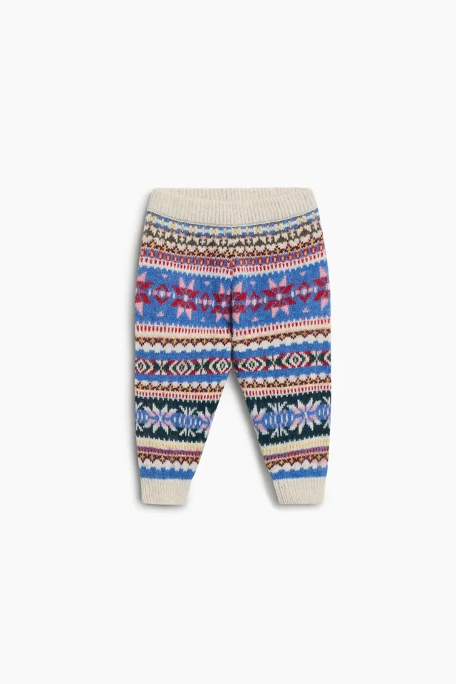 The New Society Caia pantaloni neonato jacquard lana