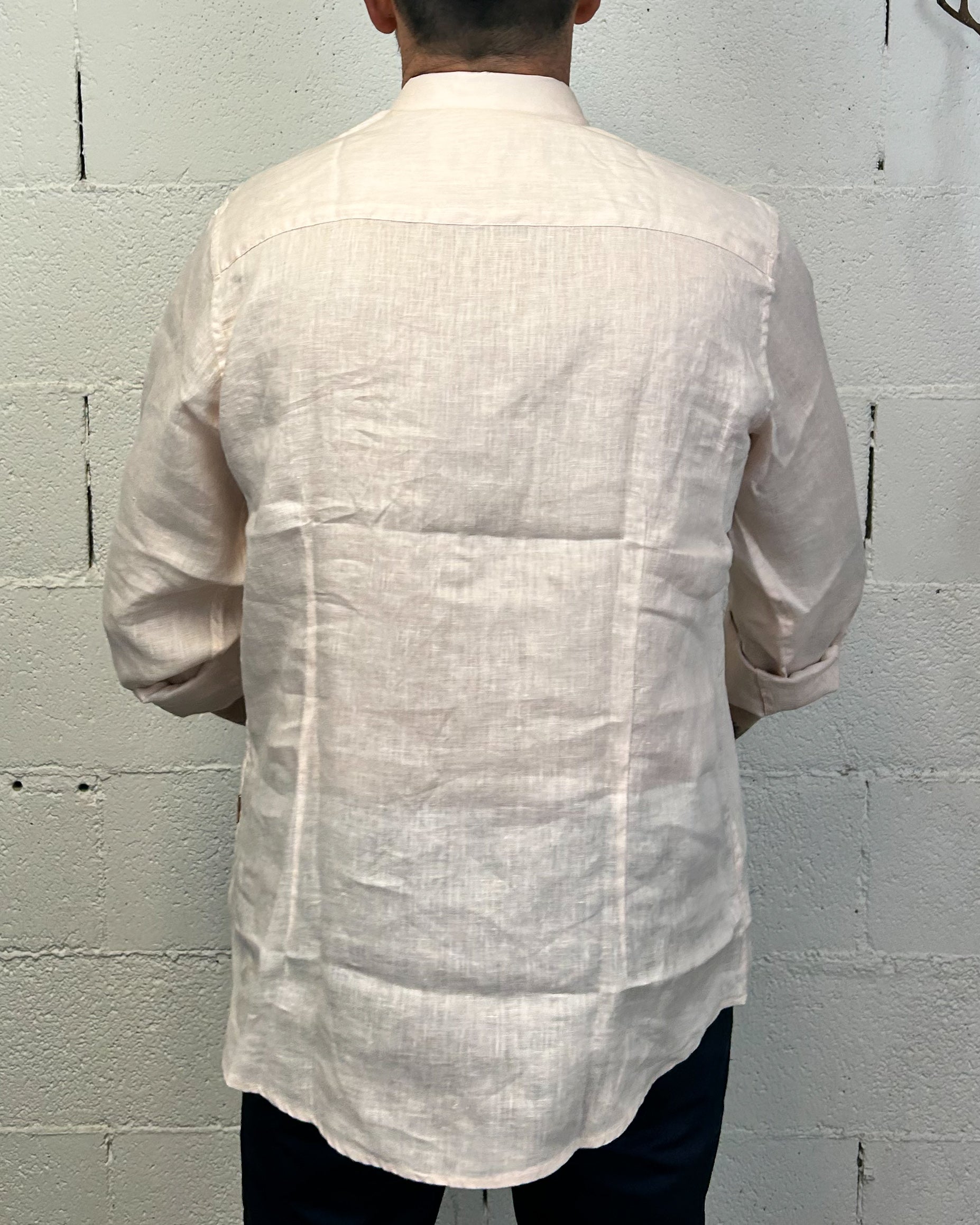 GIANNI LUPO Classic camicia lino rosa vestibilita regolare