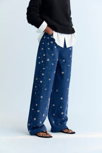 THE NEW SOCIETY Lia jeans donna palazzo blue denim cotone