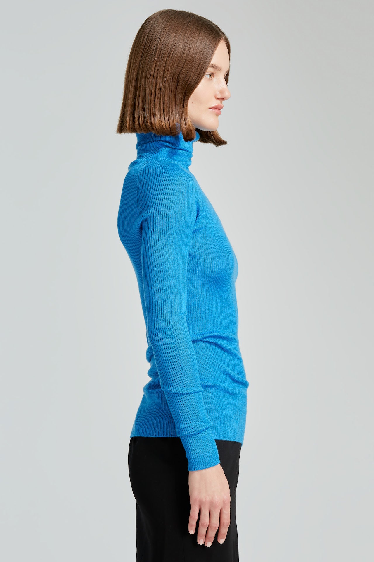 Sa Su Phi dolcevita cashmere seta ciano costine