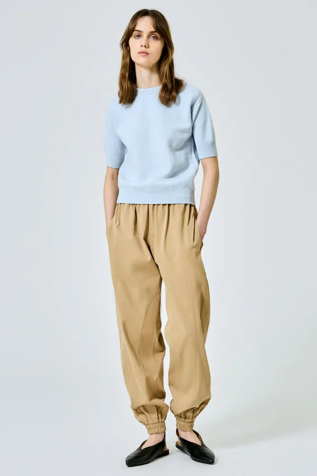 Sa Su Phi Maglione a Maniche Corte cashmere elasticizzato azzurro