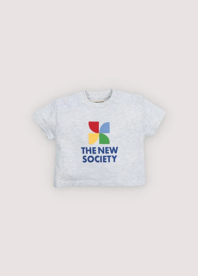 The New Society Logo body neonato 6 mesi grigio cotone