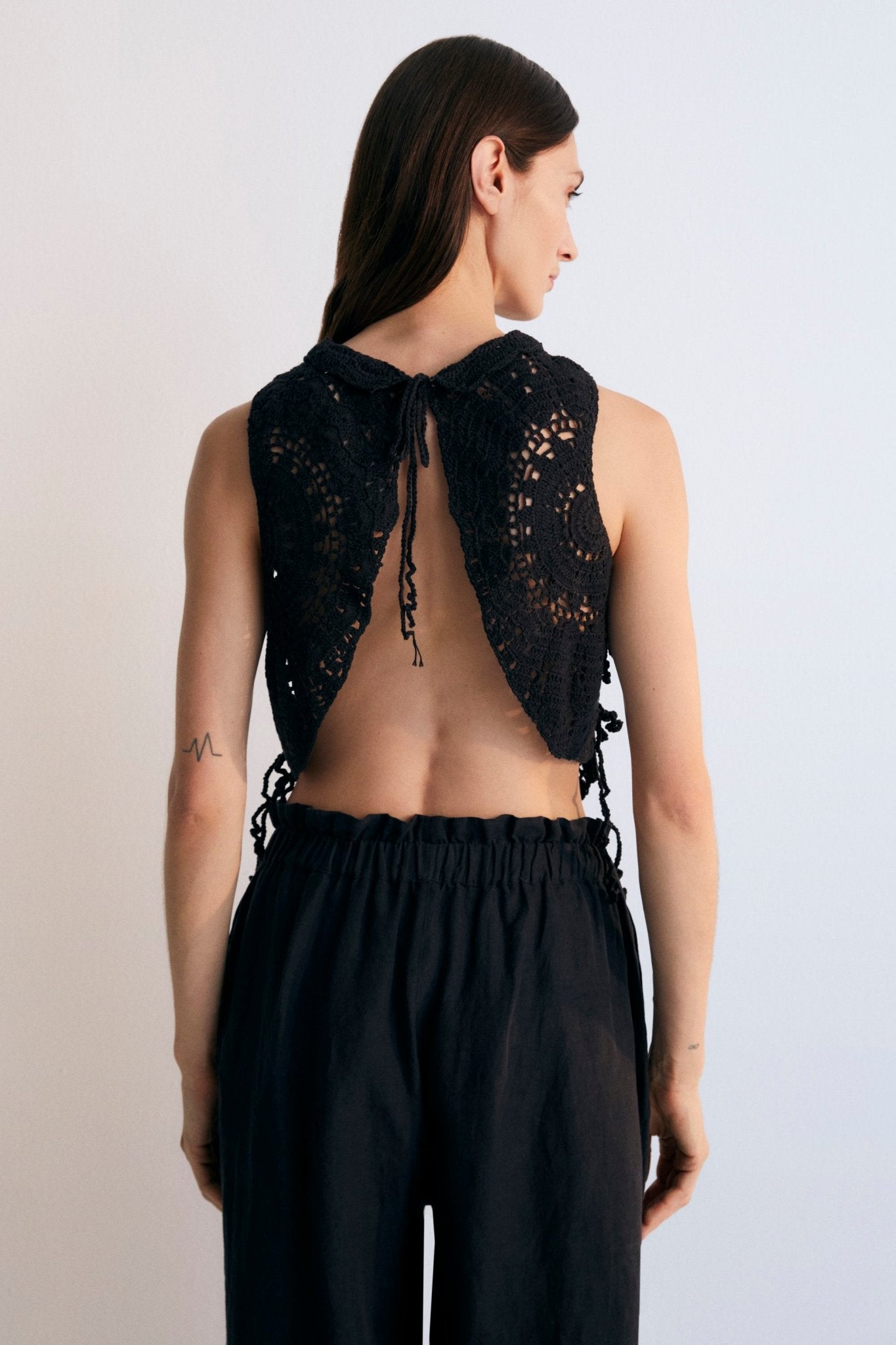 The New Society Olimpia top uncinetto nero