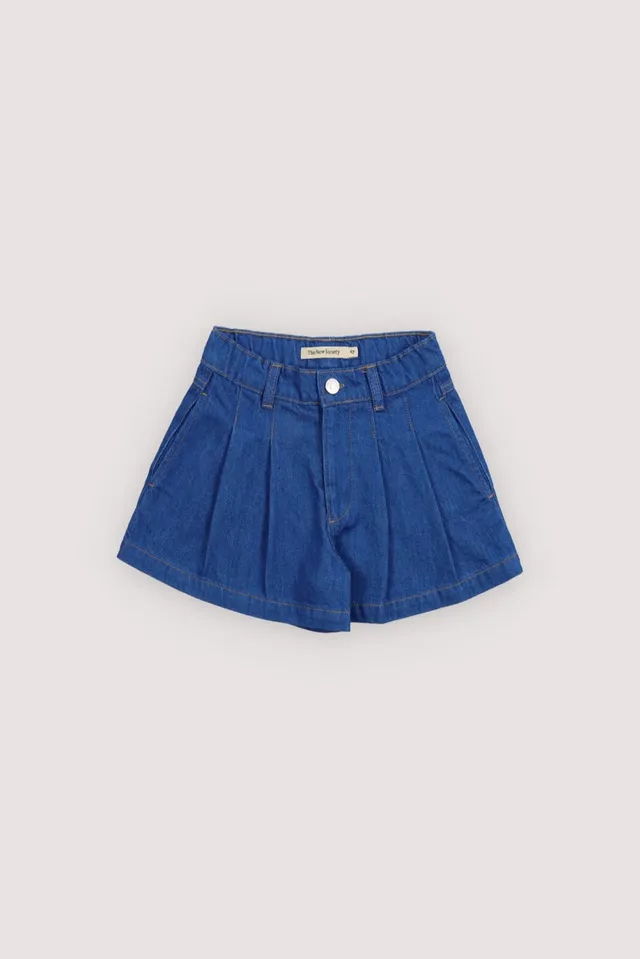 The New Society Tulip Short pantaloncini bimba blu denim cotone