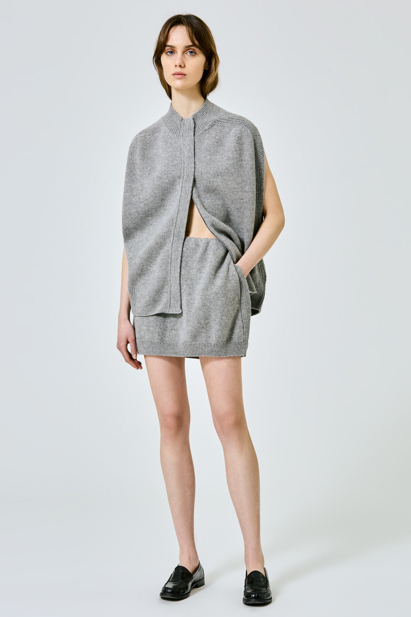 Sa Su Phi gonna top senza spalline cashmere grigio