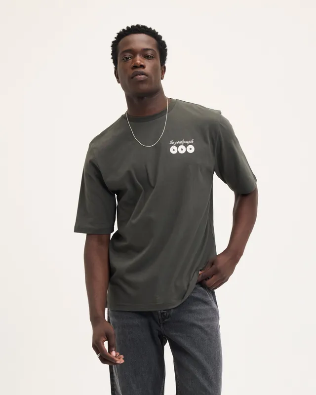 GOODPEOPLE Tuur t-shirt verde scuro cotone con stampa