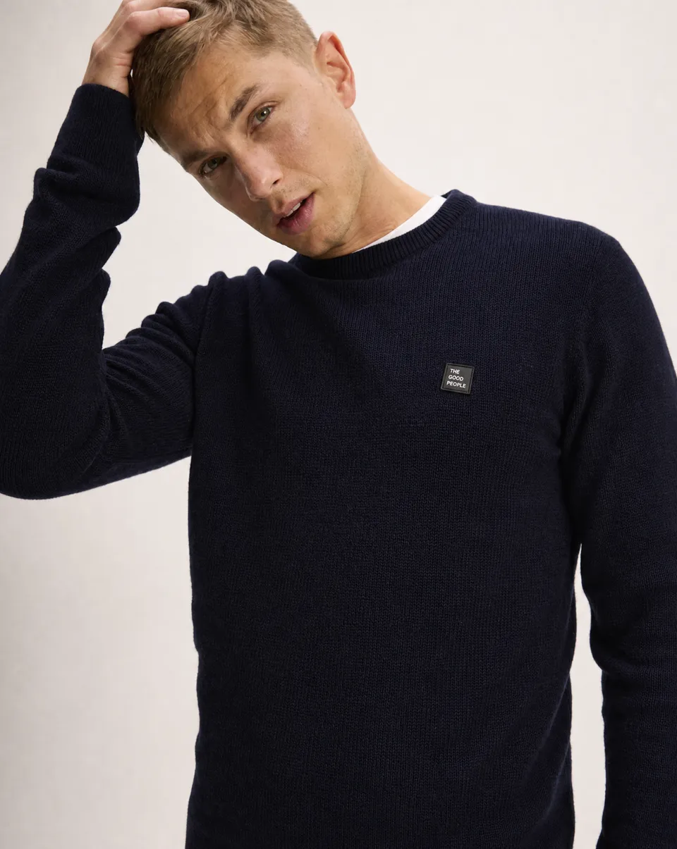 GOODPEOPLE Oknit Comfort Maglione Misto Lana Blu Navy