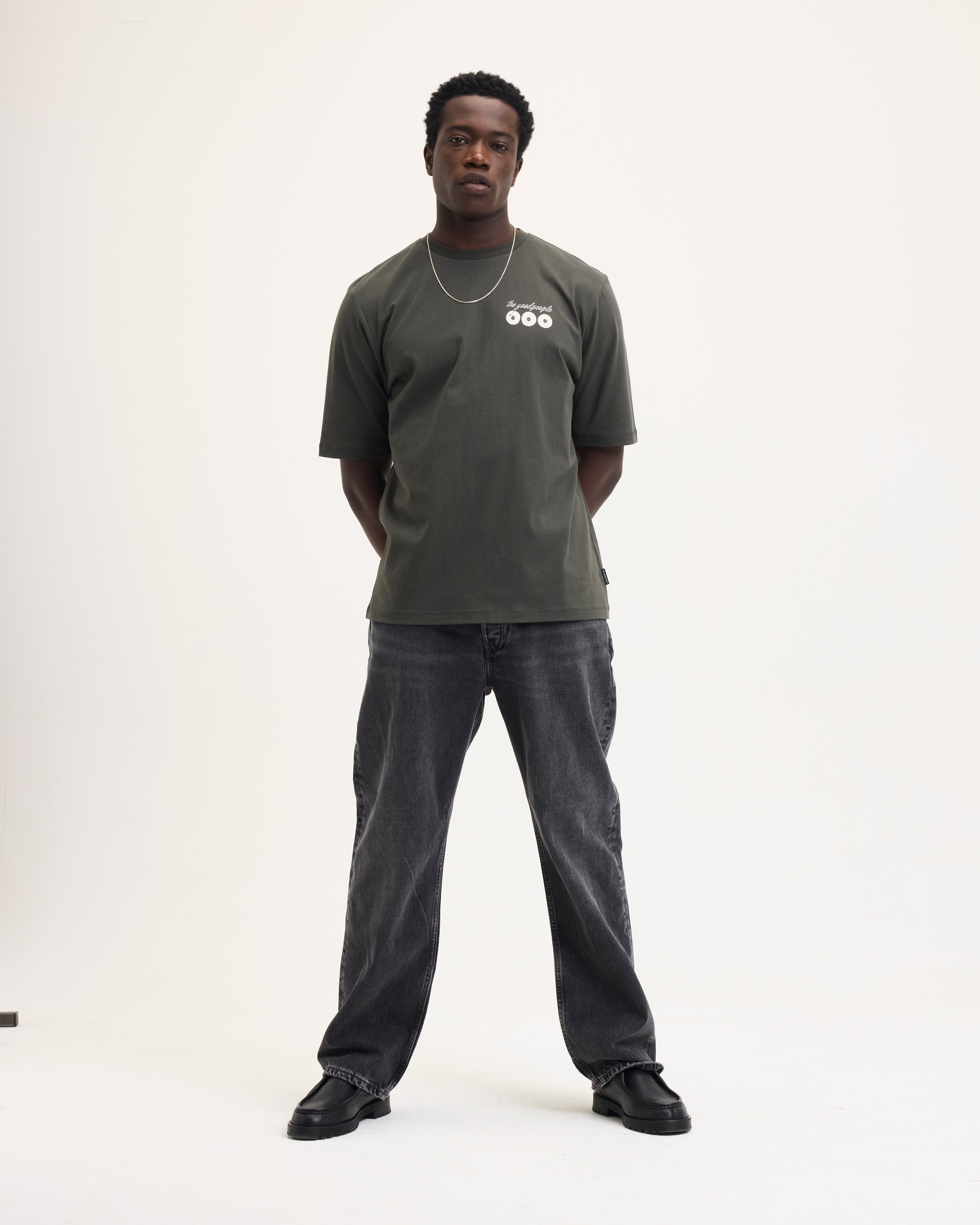 GOODPEOPLE Tuur t-shirt verde scuro cotone con stampa